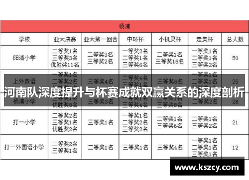 河南队深度提升与杯赛成就双赢关系的深度剖析